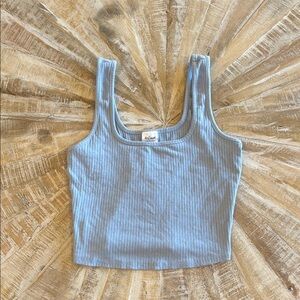 Tilly’s Fable Sleeveless Blue Ribbed Crop Tank